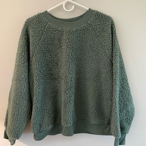 Green faux shearling, Sherpa sweatshirt